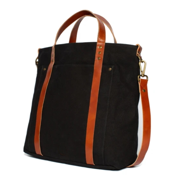 Vegan Leather Classic Tote Bag With Hat Holder and Shoulder Strap - Image 3