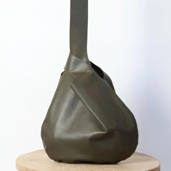 Leather Knot Shopper Tote Bag Suede Hobo Bag - Image 5