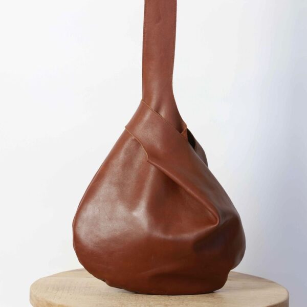 Leather Knot Shopper Tote Bag Suede Hobo Bag - Image 6
