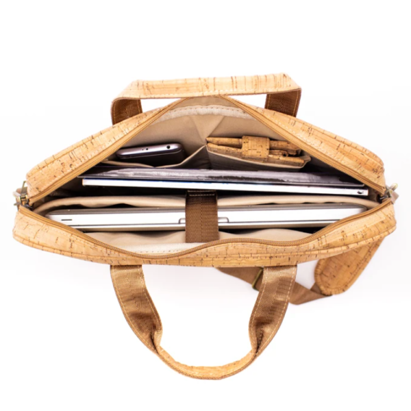 Eco-Friendly Cork Laptop Bag with 2 Tone Finish with Shoulder Strap - 영상 4