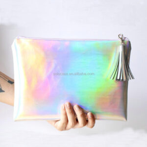 Rainbow Pouch Holographic Bag Iridescent Bag With Customizable Color Zipper