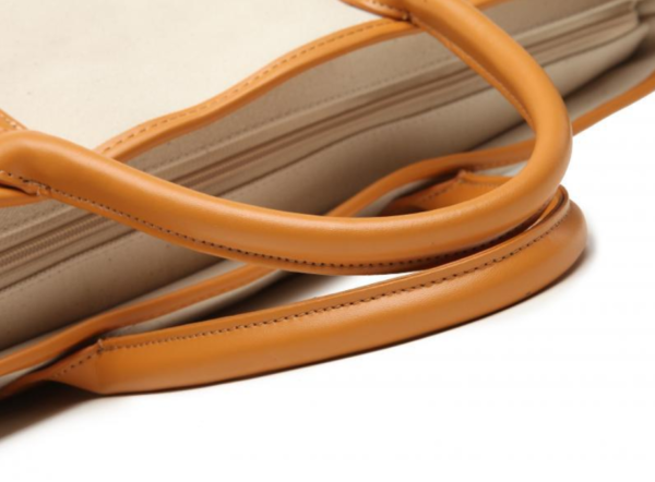Premium Canvas Market Tote Bag With Rich Italian Pebbled Leather Handle - Изображение 5