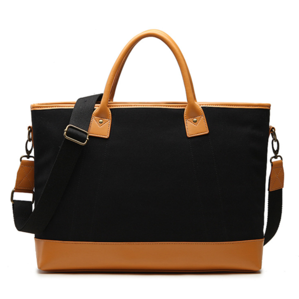 Premium Canvas Market Tote Bag With Rich Italian Pebbled Leather Handle - Изображение 6