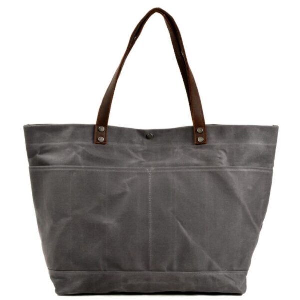 Water Repellent Dirt Resistant Waxed Canvas Shoulder Tote Bag - Image 3