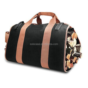 Durable Heavy Duty Waxed Canvas Firewood Carry Bag Special Purpose Tote for Fireplace Stove Accessories