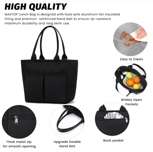 Women's Insulated Thermal Lunch Bag for Work with Wide-Open Pocket Cooler Bags Product - Bild 3
