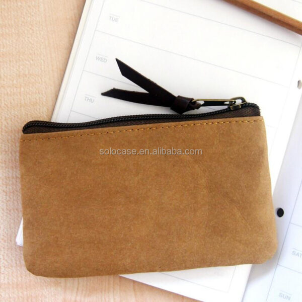 Large Washable Kraft Paper Wallet Coin Purse with Zipper Card Case and Card Holder - 영상 5
