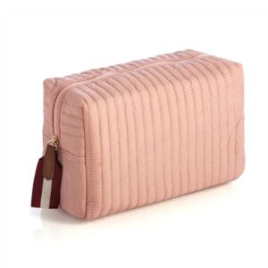 Quilted Nylon Zipper Pouch Catch-All Cosmetic Bag for Toiletries for Storing and Organizing Personal Care Items