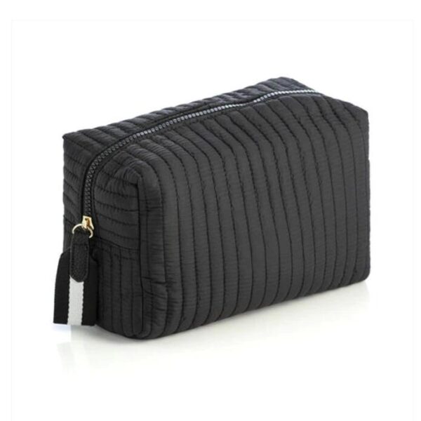 Quilted Nylon Zipper Pouch Catch-All Cosmetic Bag for Toiletries for Storing and Organizing Personal Care Items - Image 3