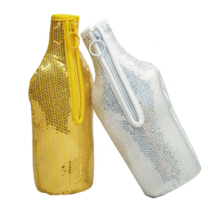 Sparkling 750ml Neoprene Sequin Cooler Bag Sequin Beer Bottle Holder and Cooler Sleeves