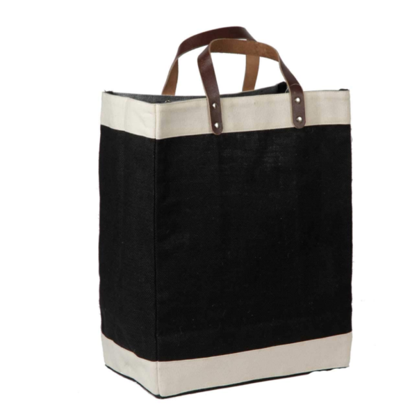 Jute Tote Shopping Bag with Leather Handles - Image 5