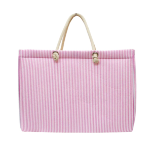 Women's Lightweight Seersucker Tote Bag with Large Rope Magnetic Button Closure Convenient Large Capacity Easy to Carry