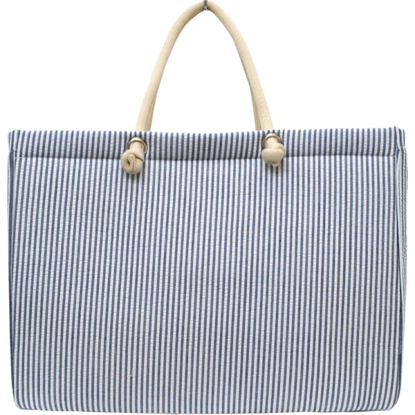 Women's Lightweight Seersucker Tote Bag with Large Rope Magnetic Button Closure Convenient Large Capacity Easy to Carry - 画像 3
