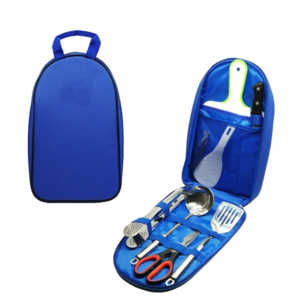 7pcs Camping Cooking Utensils with Storage Bag Kitchen Cook Gear Tool Set - 画像 3