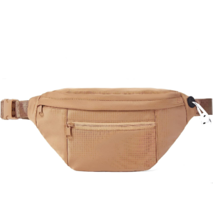 Light Brown 4-Zipper Pockets Crossbody Fanny Pack Fashionable Waist Pack Belt Bag for Women/Men for Hiking Running Travel