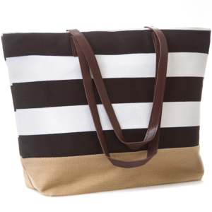 Waterproof Zipper Beach Tote Bag Straw Woven Cooler Bag