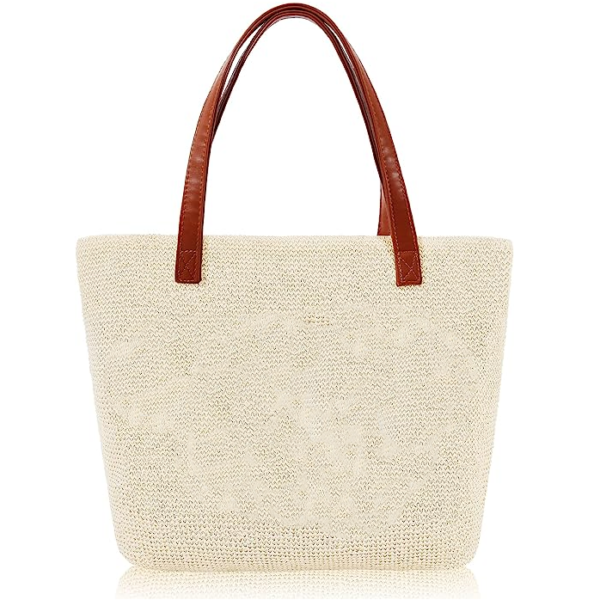 Waterproof Zipper Beach Tote Bag Straw Woven Cooler Bag - 画像 2