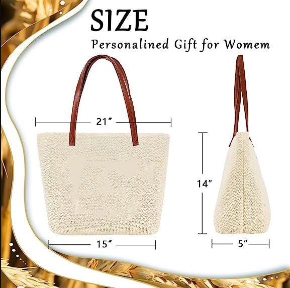 Waterproof Zipper Beach Tote Bag Straw Woven Cooler Bag - 画像 3