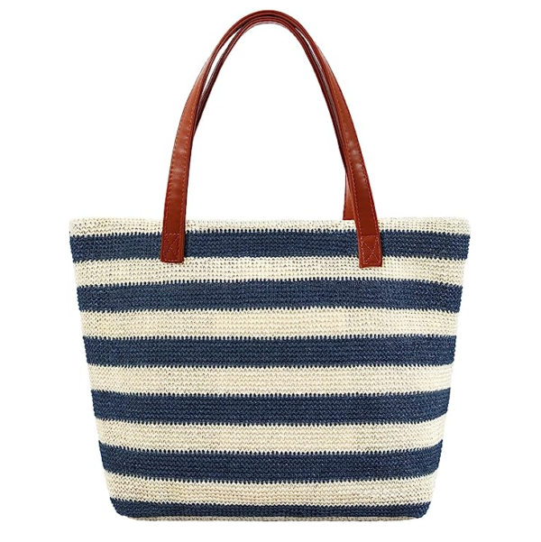Waterproof Zipper Beach Tote Bag Straw Woven Cooler Bag - 画像 6