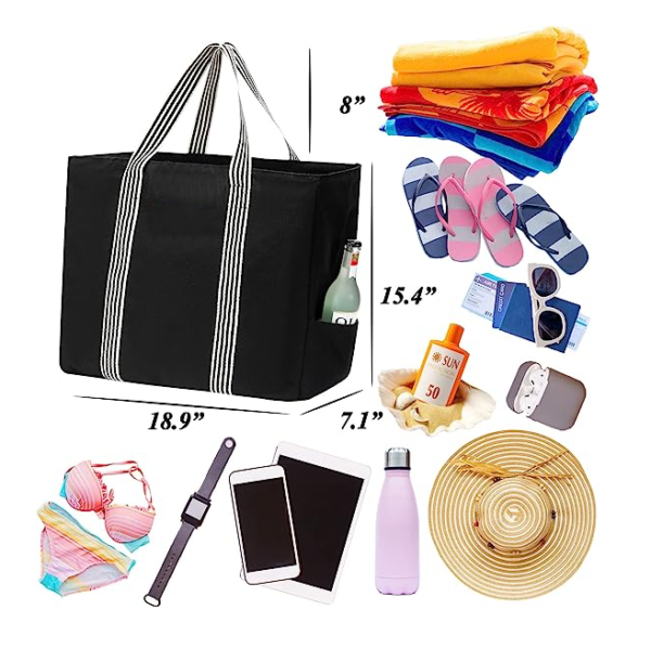 Women's Oversize Utility Canvas Beach Tote Bag Lightweight Cruise Essentials Cooler Bags - Bild 5