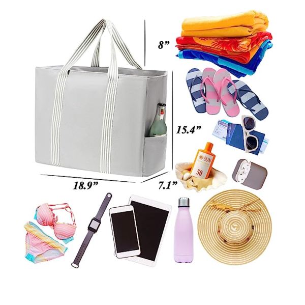 Women's Oversize Utility Canvas Beach Tote Bag Lightweight Cruise Essentials Cooler Bags - Bild 6