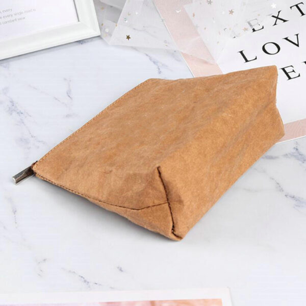 Zipper Organizer Kraft Paper Makeup Pouch Washable Cosmetic Bags &  ケース - 画像 2