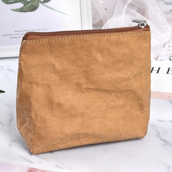 Zipper Organizer Kraft Paper Makeup Pouch Washable Cosmetic Bags &  ケース - 画像 3