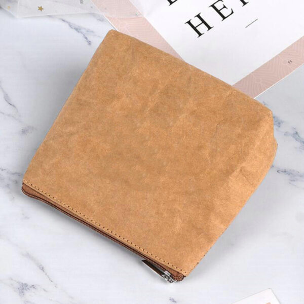 Zipper Organizer Kraft Paper Makeup Pouch Washable Cosmetic Bags &  ケース - 画像 4