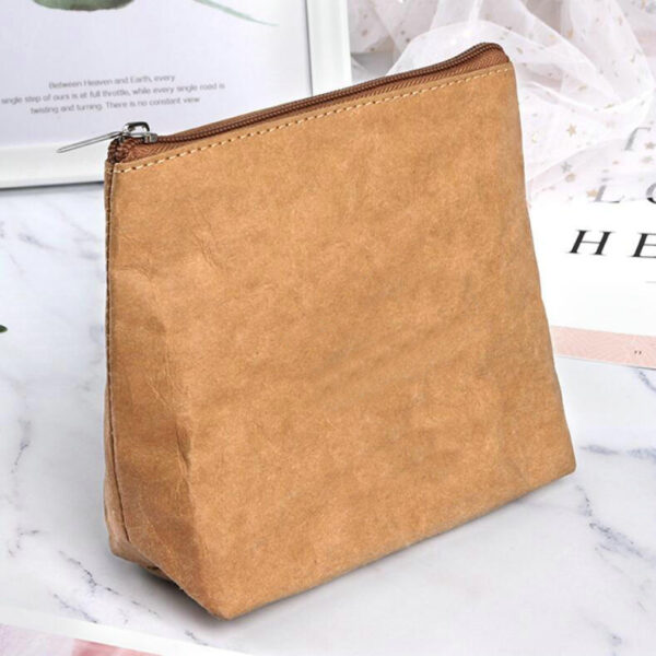 Zipper Organizer Kraft Paper Makeup Pouch Washable Cosmetic Bags &  ケース - 画像 5