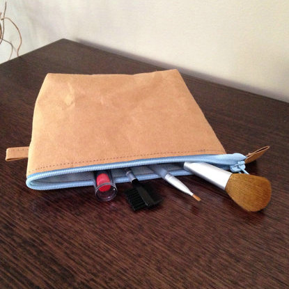 Zipper Organizer Kraft Paper Makeup Pouch Washable Cosmetic Bags &  ケース - 画像 6