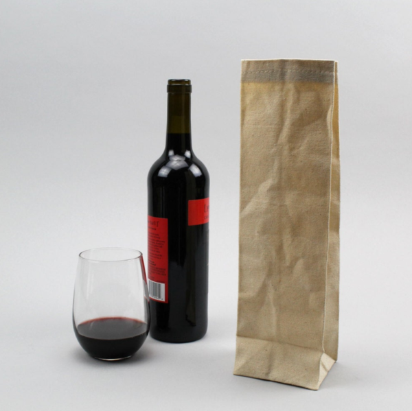 Single Bottle Wine Cooler Bag Natural Beeswax Canvas Wine Tote Bag - 画像 2