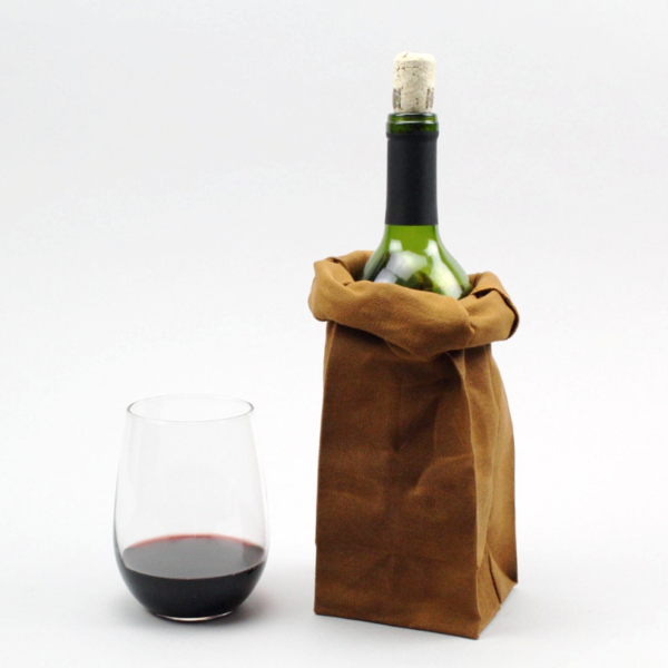 Single Bottle Wine Cooler Bag Natural Beeswax Canvas Wine Tote Bag - 画像 6