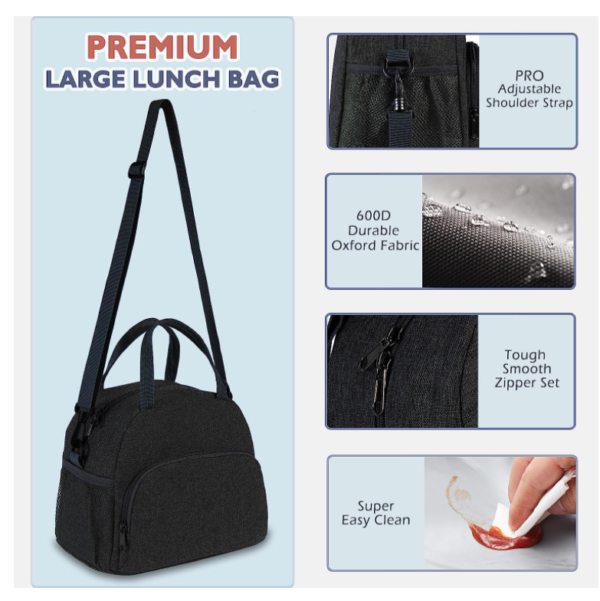 Insulated Lunch Bag for Women and Men Cooler Bags for Work or Outdoor Activities - Изображение 4