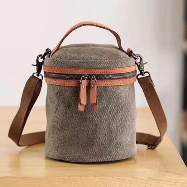 Drum Roll Cotton Canvas Shoulder Cooler Bag 4 Bottles Wine Storage Durable and Stylish - Bild 3