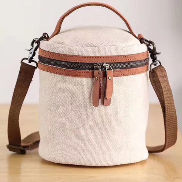 Drum Roll Cotton Canvas Shoulder Cooler Bag 4 Bottles Wine Storage Durable and Stylish - Bild 4