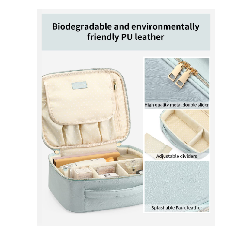 Portable Travel Makeup Train Case Cosmetic Case Organizer for Artist Storage Train Cosmetic Bag - Изображение 2