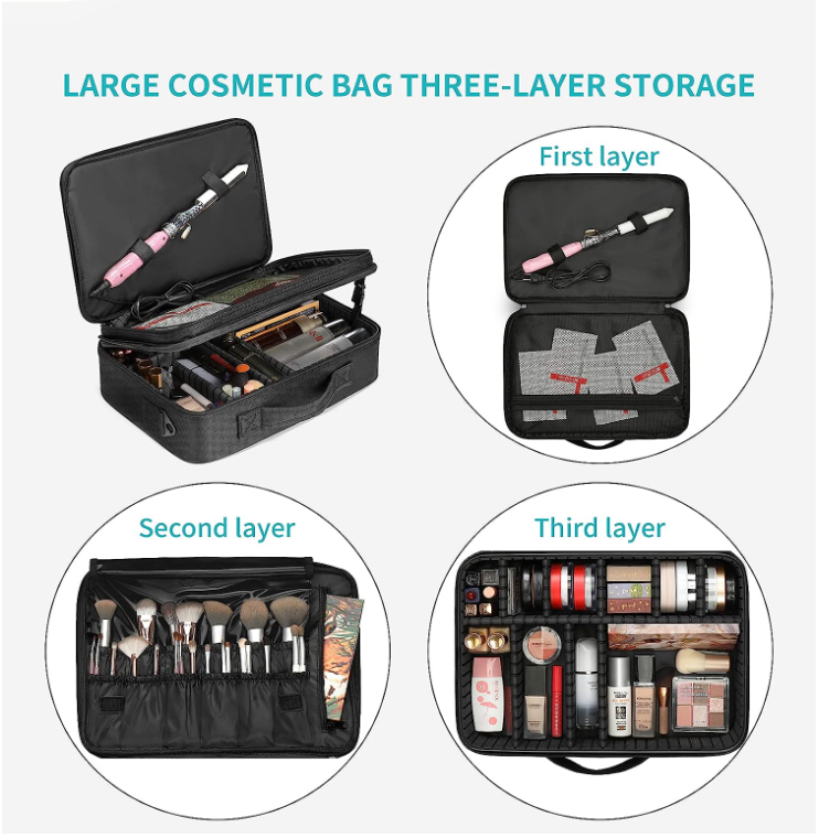 Portable Travel Makeup Train Case Cosmetic Case Organizer for Artist Storage Train Cosmetic Bag - Изображение 6