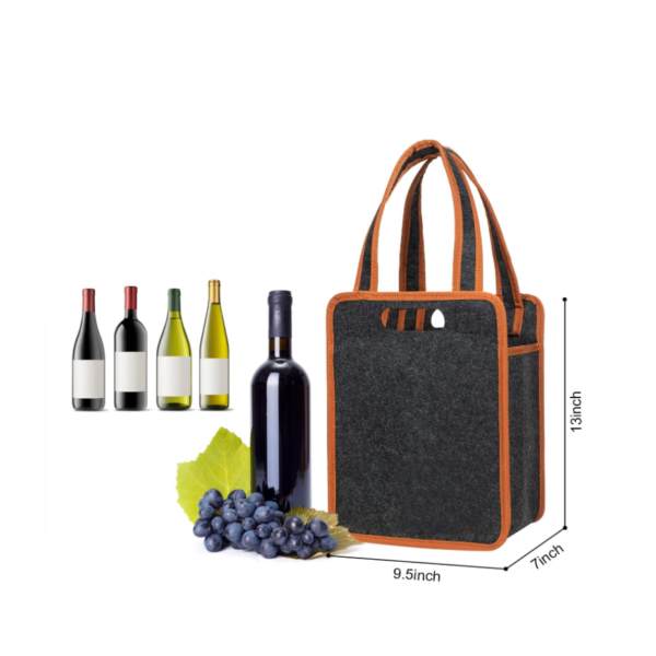 WooFelt Insulated Thermal Padded 6-Bottle Wine Carrier Tote Premium Cooler Bags for Wine Storage and Transportation - Bild 2