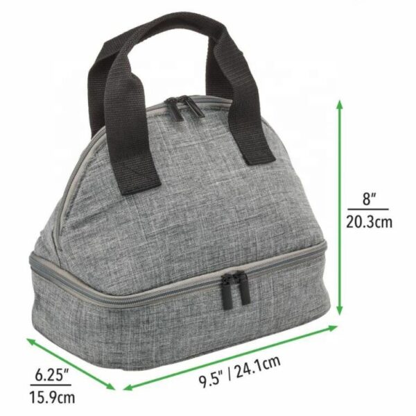 Fahasion Double-Deck Reusable Oxford Cloth Lunch Box Cooler Bag Eco-Friendly Double-Decked Insulated Bag for Lunches - 画像 2