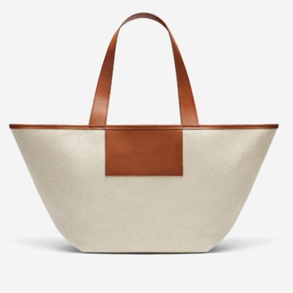 Custom Eco-Friendly Fashionable Women's Square Tote Bag Waterproof Canvas Cotton with Colored Handle Laminated - 画像 4