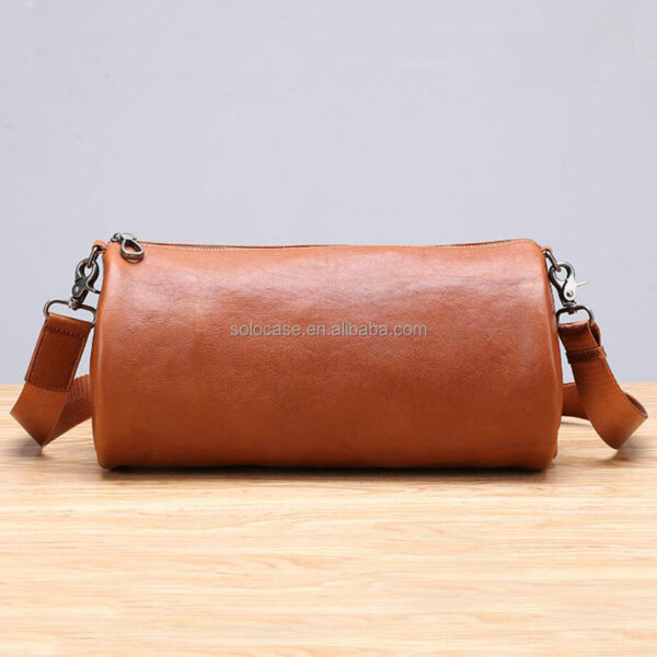 Leather Cylinder Bag Crossbody Barrel Bag Minimalist Tube Bag - 画像 4