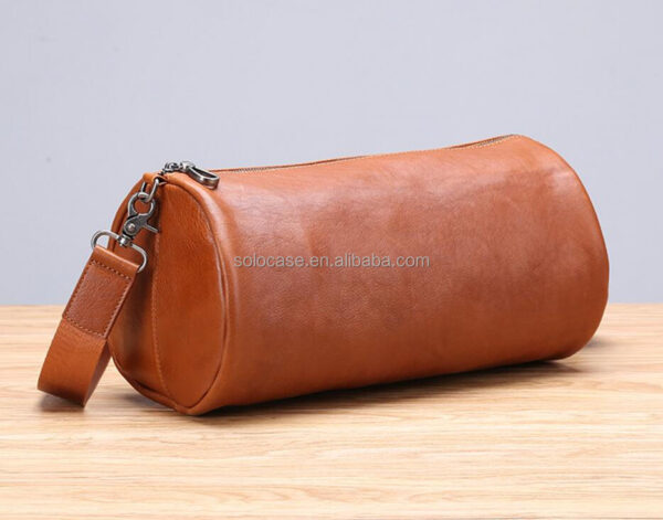 Leather Cylinder Bag Crossbody Barrel Bag Minimalist Tube Bag - 画像 5