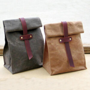 Waxed Canvas and Leather Lunch Tote Waxed Canvas Lunch Bag