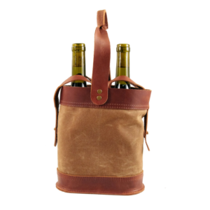 Waxed Canvas Double Wine Tote  for Convenient Transport to Party