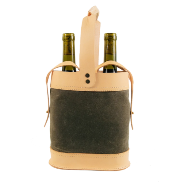 Waxed Canvas Double Wine Tote  for Convenient Transport to Party - 영상 3