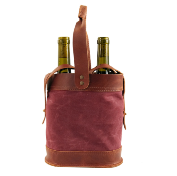 Waxed Canvas Double Wine Tote  for Convenient Transport to Party - 영상 4