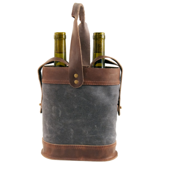 Waxed Canvas Double Wine Tote  for Convenient Transport to Party - 영상 5