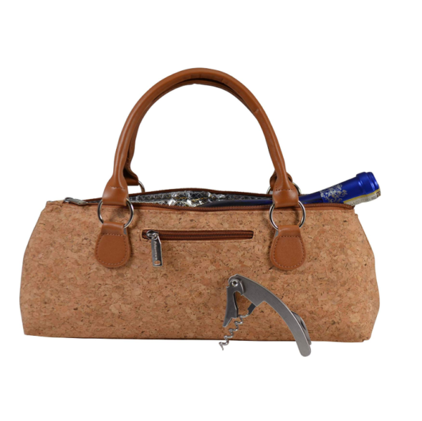 Fully Insulated Wine Clutch Tote Bag Cork Wine Carry Bag - 画像 3