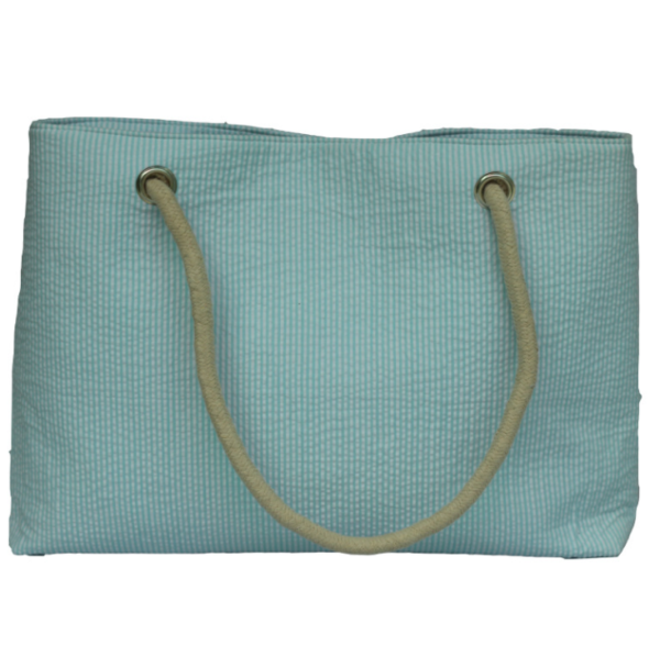 Handmade Recycled Cotton Seersucker Women's Tote Bag Weekend Beach Bag-Handmade - 画像 6