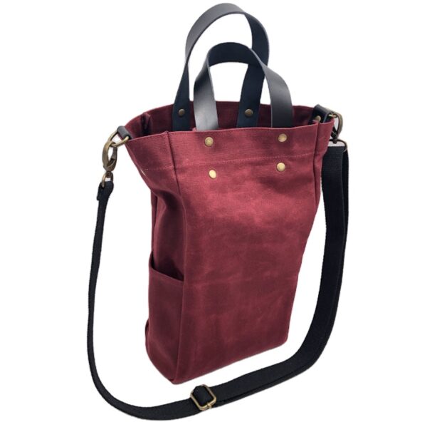 Custom Reusable Vintage Look Waterproof Waxed Canvas Cooler Tote Bag 2 Bottle Wine Carrier Bag - Bild 4